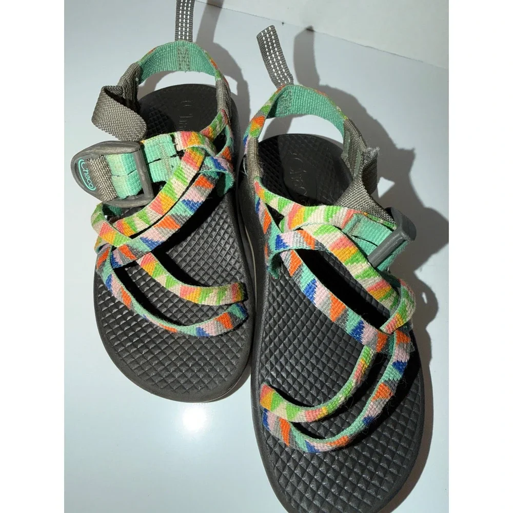 Chaco Z1 Ecotread Kids Sandals Size 12 Multi Color Geometric Straps Hiking Shoes